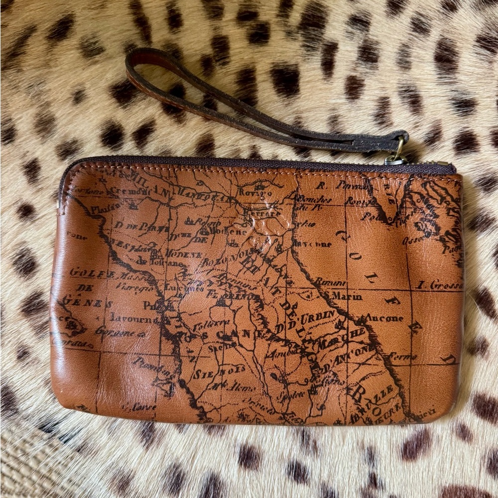 Patricia Nash Riot Rust Map Wristlet